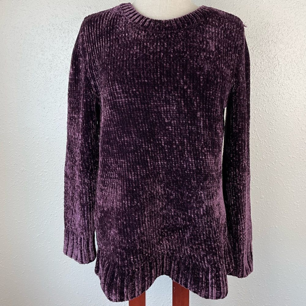Orvis Purple Polyester Chenille Sweater Size M EUC